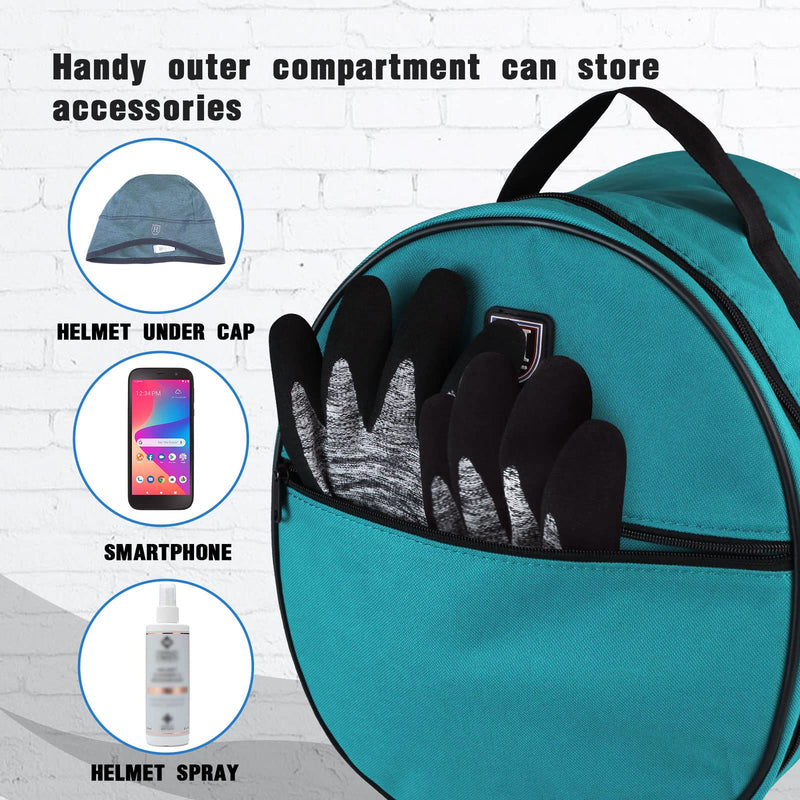 Harrison Howard Equestrian Motorcycle Riding Waterproof Helmet Bag Helmet Case Storage Carring Bag Dark Teal - BeesActive Australia