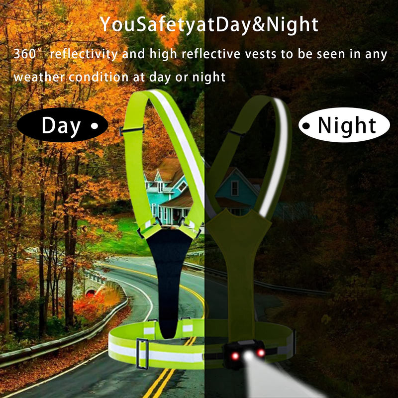 rnairni Lighting LED Reflective Vest Running Light Set, Adjustable Safety Vest, Gear Armbands, Belt Bag with Earphone Hole for Night Running, Motorcycle, Walking, Cycling and Dog Walking Sports - BeesActive Australia