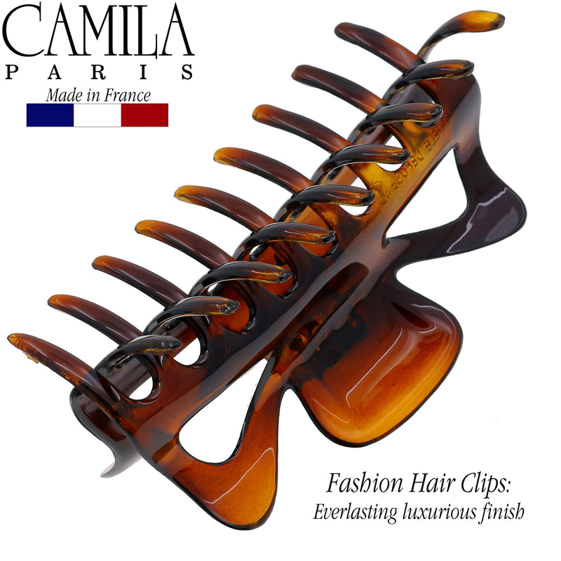 Camila Paris CP41 French Large Hair Clips for Women Thick Hair for Long Curly Wavy Hair, Girls Hair Claw Clip, Durable Styling Big Claw Clip for Thick Hair, Strong Hold No Slip Grip, Made in France Tortoise Shell 4.5" - BeesActive Australia