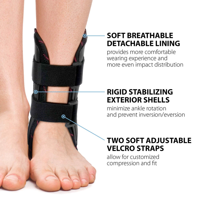 ORTONYX Ankle Stabilizer Brace Stabilizing Stirrup Splint - One Size Fits Most - Black 1 Count (Pack of 1) - BeesActive Australia