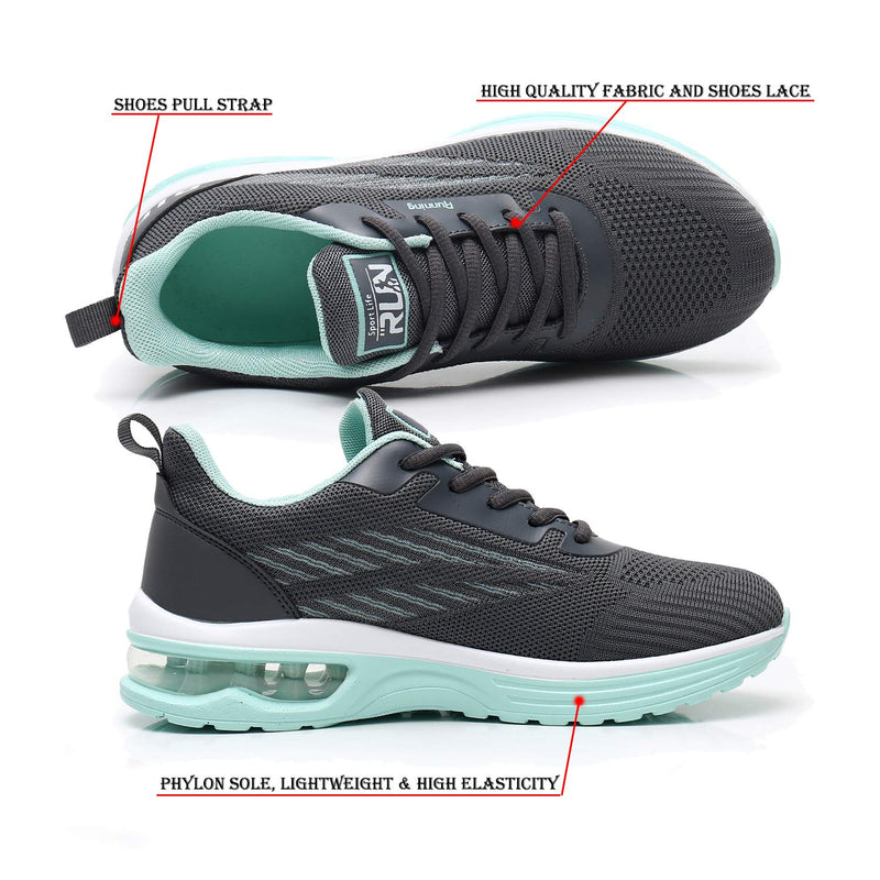 Axcone Lightweight Walking Tennis Athletic Sports Mesh Shoes 5.5 Grey/Green - BeesActive Australia