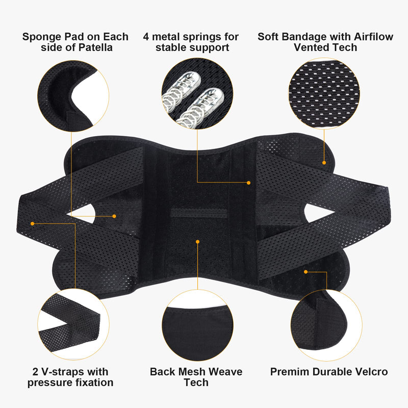 cycleacc Knee Brace for Knee Pain, Compression Knee Support with Side Stabilizers for Women and Men, Knee Pad for Meniscus Tear Relief,Running, Workout Large - BeesActive Australia
