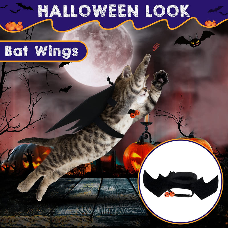 5 Pieces Halloween Cat Costumes Cat Bat Wings Kitten Costume Cat Vampire Cloak Reversible Pumpkin Bat Cape Cat Pumpkin Witch Purple Cloak Red Cloak - BeesActive Australia