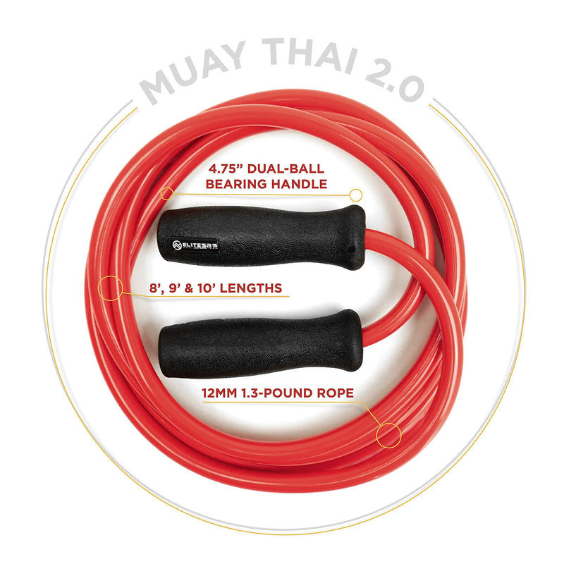 EliteSRS, Muay Thai 2.0 Weighted Jump Rope - Heavy 1.5lb PVC Drag Rope Matte Black - 10FT - BeesActive Australia