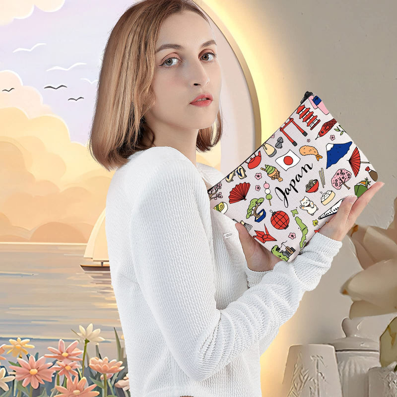 LEVLO Japan Travel Pouch Bag Japan Souvenir Gift Japan Theme Zipper Pouch Bag Japanese Trip Gift (Japan) - BeesActive Australia