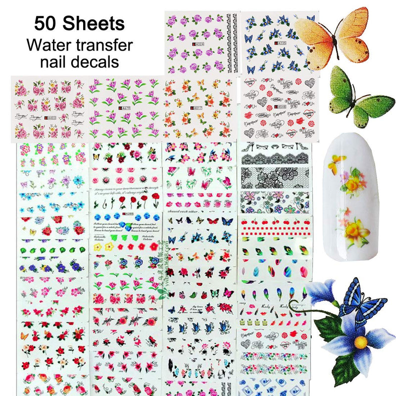 DIY Glitter Nail Rhinestones Decorations Dotting Tool Water Transfer Sticker Decal Nail Line Tape Striping Nails Sanding Buffing File Beauty Accessories Nail Art Set Kit (Style 2) Style 2 - BeesActive Australia
