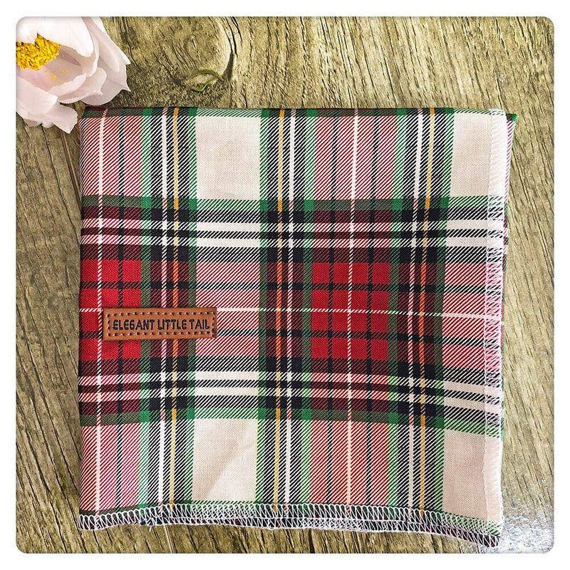 Elegant little tail 1PCS Pet Dog Bandana Washable Reversible Cotton Bibs Scarf, Adjustable Square Dog Kerchief for Small to Large Dogs and Cats Large (1 Count) Red Plaid - BeesActive Australia