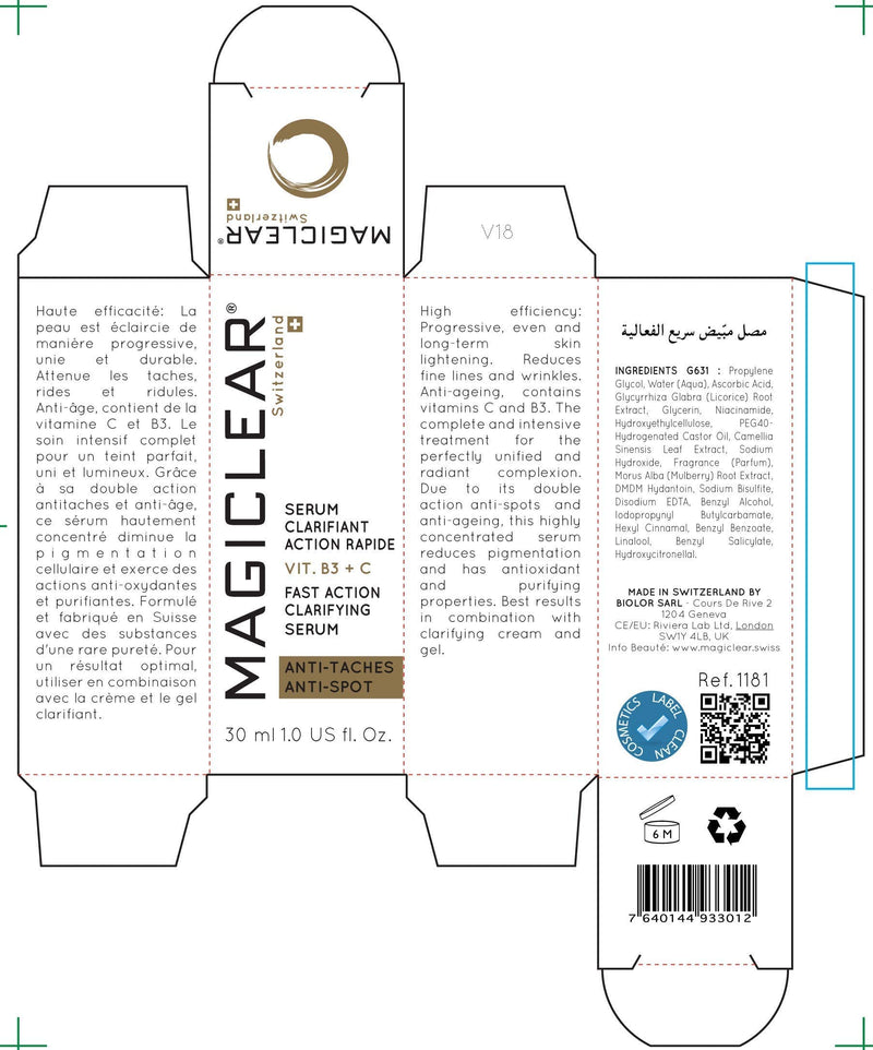 Luxury Swiss Dark Spot Remover for Face Body Serum Hyperpigmentation Treatment Age Sun Melasma Brown Spot Corrector Anti aging Bleaching Skin Lightening Vitamin C + Niacinamide organic Magiclear - BeesActive Australia