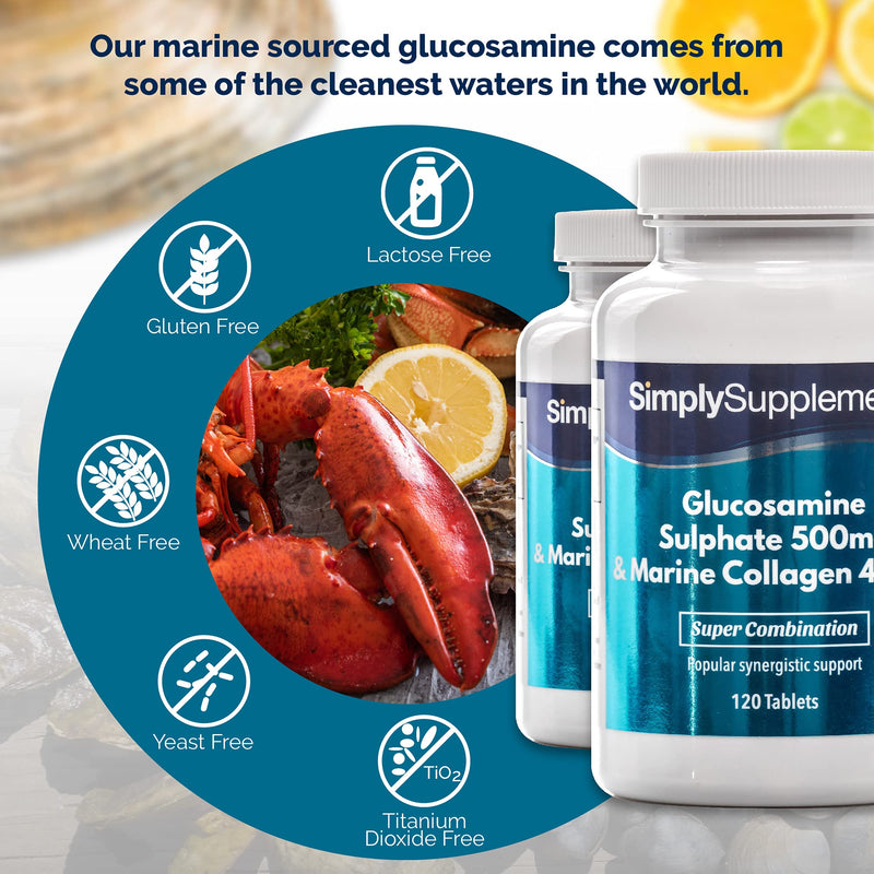 Glucosamine 500mg & Marine Collagen 400mg | 2X 120 (240) Tablets | Premium-Grade Daily Support for Active Individuals | Manufactured in The UK - BeesActive Australia