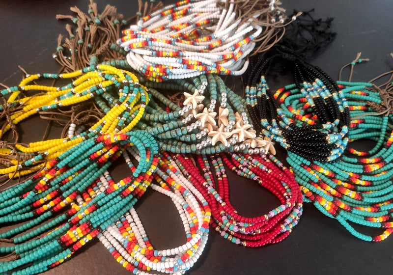 Anklet for Women, Unique Beaded Thin Anklet, Black Gold Colorful Boho Hippie Waterproof Beach Foot Jewelry, Native American Style, Handmade by Tribes - BeesActive Australia