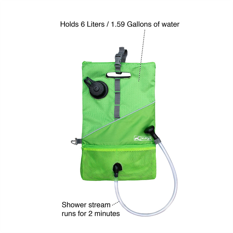 Kurgo Go Shower for Dogs, Camping Shower for Pets, Outdoor Dog Shower, Hiking, Camping, Beach Shower, Portable, Holds 6L of Water, Green - BeesActive Australia