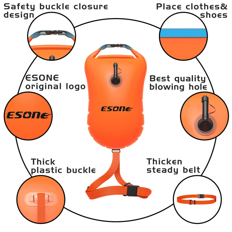 [AUSTRALIA] - ESONE Swim Buoy - Open Water Swim Buoy. More Brighter & More Lighter & More Safer for Swimmers(15L) Orange 