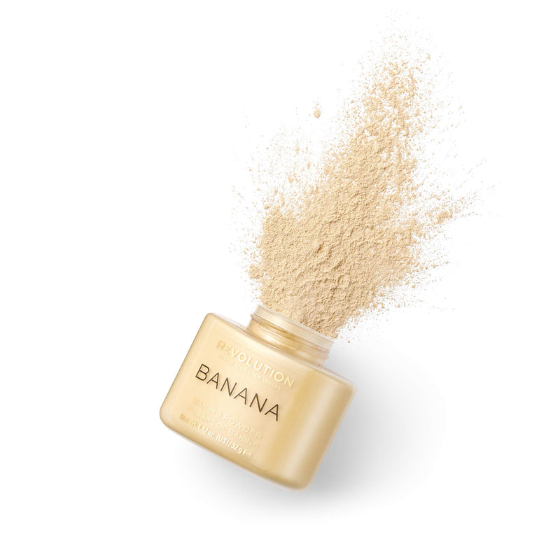 Makeup Revolution Luxury Banana Powder Loose Powder Make up for Medium Skin Tones, Brightening Make Up Powder Foundation, Baking Powder for Balancing Skin Tone, Makeup Powder for Banishing Shine - BeesActive Australia