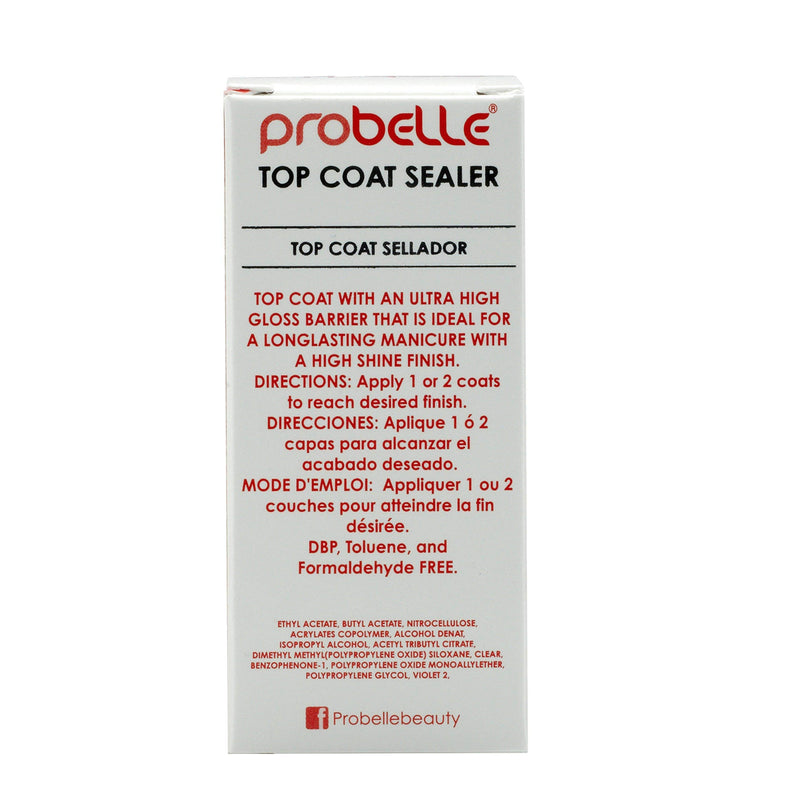 Probelle Top Coat Sealer - Ultra High Gloss and thick finishing top coat for long lasting manicure, 0.5 fl oz/ 15 mL - BeesActive Australia