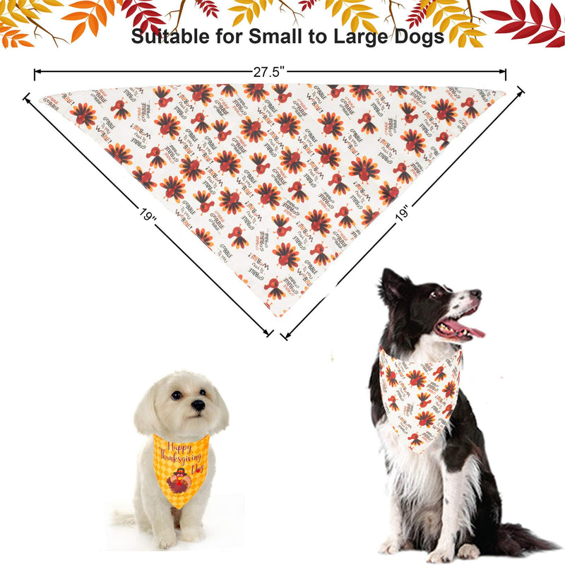 ADOGGYGO Thanksgiving Dog Bandana Fall Autumn Pet Bandana Reversible Triangle Bibs Scarf Accessories for Dogs Cats Pets Yellow & White - BeesActive Australia
