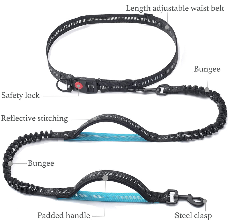iYoShop Retractable Hands Free Dog Leash – Dual Handle Bungee Waist Leash for Small Medium and Large Large Dogs (25-150 lbs) Medium/Large Black - BeesActive Australia