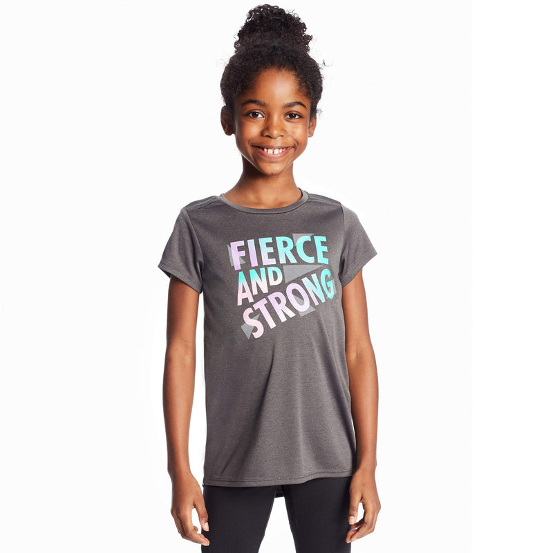 C9 Champion Girls' Tech Tee Medium Railroad Gray Heather/Fierce and Strong - BeesActive Australia