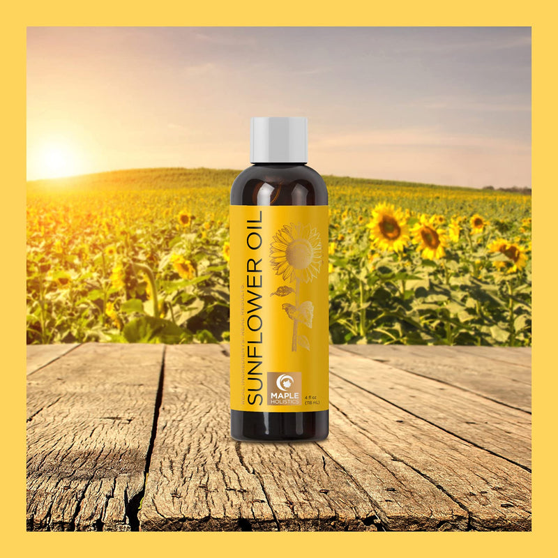 Sunflower Oil for Hair Skin and Nails - Aromatherapy Carrier Oil for Essential Oils Mixing and Hair Oil - Body Massage Oil Cleanser for Face Anti Aging Skin Care and Moisturizing Body Oil for Dry Skin - BeesActive Australia