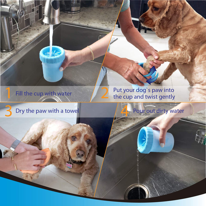 Dog Paw Cleaner, Portable Pet Cleaning 360º Silicone Washer Cup, for Small and Medium Breed Cats and Dogs (Blue) Blue - BeesActive Australia