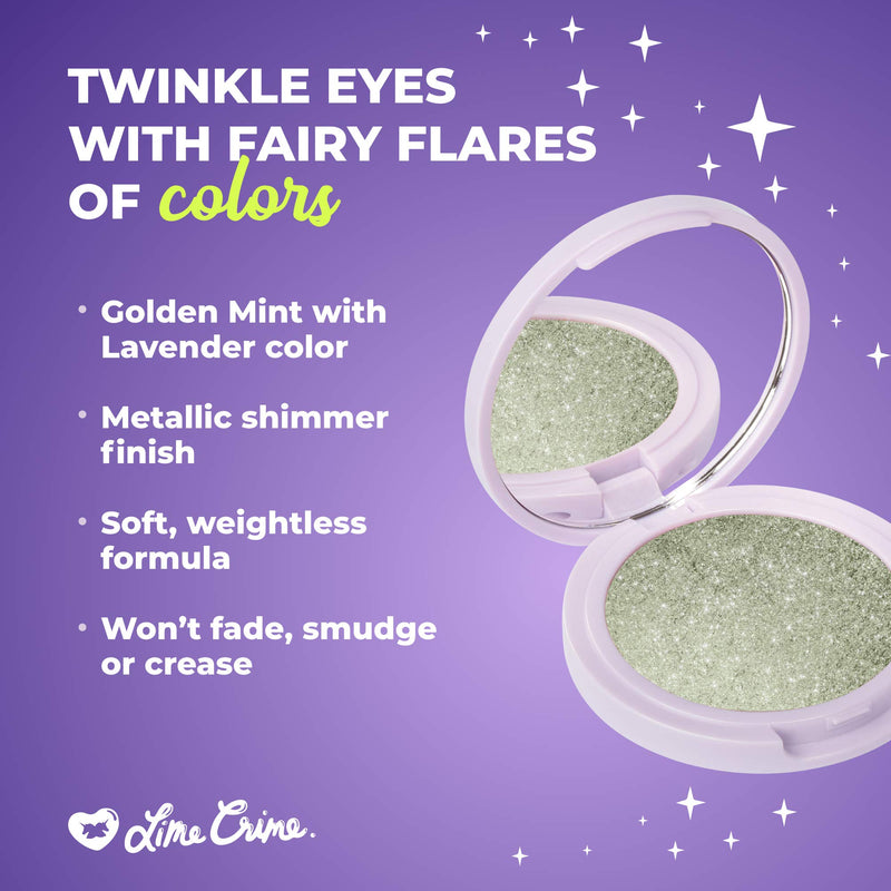 Lime Crime LID-LITE Single Eyeshadow, Lily Pad (Golden Mint with Lavender Shimmer) - Soft, Weightless, Suede-Like Formula Won’t Fade, Smudge or Crease - With Mirrored Compact - Vegan - BeesActive Australia