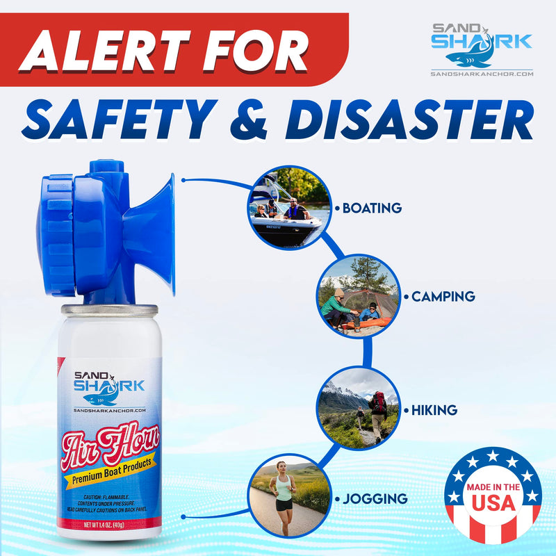 SandShark Premium Boating Air Horn Handheld Canister, Compressed & Very Loud, Coast Guard Approved, Emergency Use for Marine & Watercraft Safety, Great for Sports, Parties, Camping, Outdoors, 1.4oz - BeesActive Australia