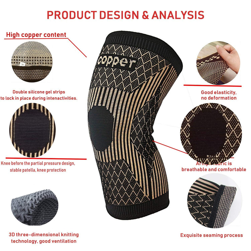 Copper Knee Brace -Copper Knee Sleeve Compression for Sports,Workout,Arthritis Pain Relief and Support -Single XXX-Large - BeesActive Australia