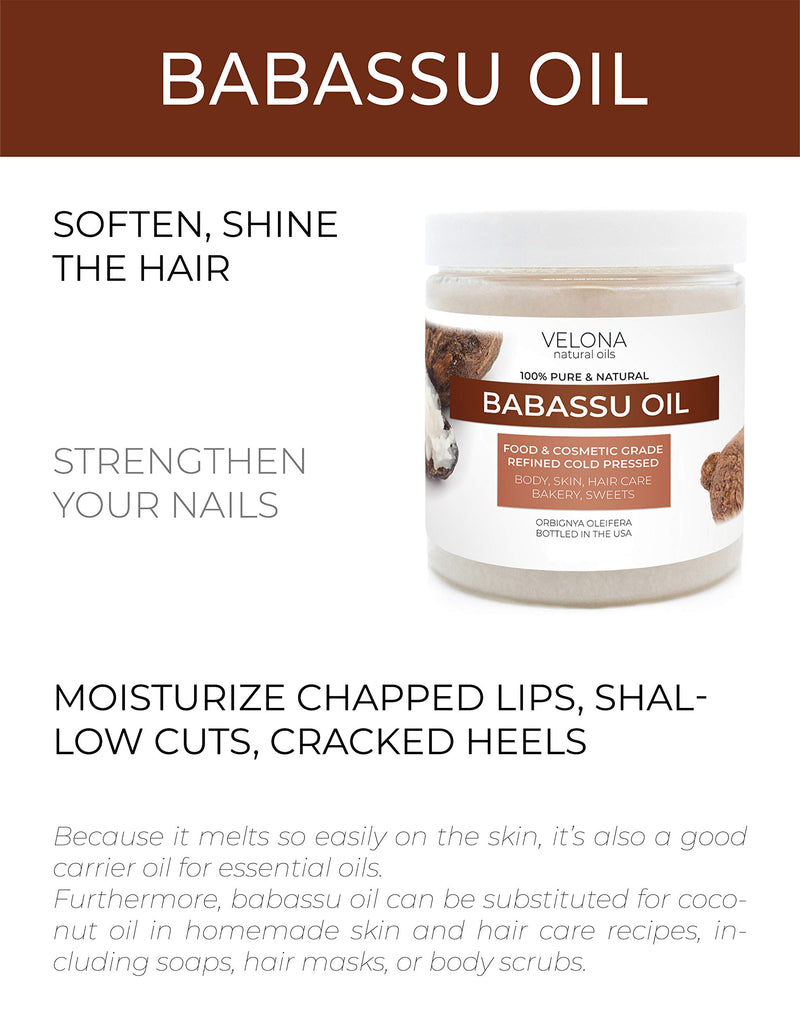 Babassu Oil by Velona - 4 oz | 100% Pure and Natural Carrier Oil | Refined, Cold Pressed | Face, Hair, Body & Skin Care and Cooking | Use Today - Enjoy Results - BeesActive Australia