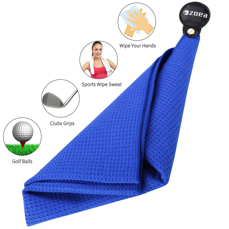 ZOEA Magnetic Towel, Magnetic Clip for Golf Towel, Microfiber Fabric Waffle Pattern Towels Industrial Strength Magnet for Strong Hold to Golf Carts or Clubs (1, Blue) 1 - BeesActive Australia