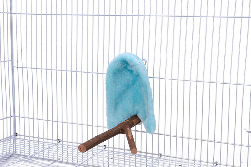 Filhome Comfort Corner Fleece Bird Blanket Parrot Cage Snuggle Hut Warm Bird Nest House Bed Hanging Hammock Toy for Parakeet Cockatiel Pigeon Small Animals Shelter Plush Bedding Medium Blue - BeesActive Australia