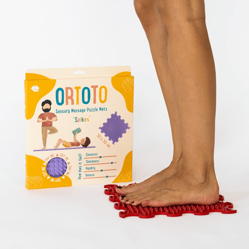 ORTOTO Premium Single Sensory Massage Mat, Puzzle mat, Orthoepedic - Manual Massage Mat (Spikes - Strawberry Red) - BeesActive Australia