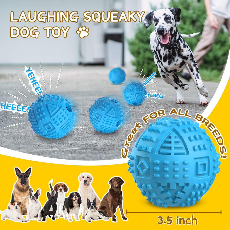 Dog Balls Treat Dispensing Dog Toys, Dog Toys for Aggressive Chewers Large Breed, Nearly Indestructible Squeaky Dog Chew Toys for Large Dogs, Natural Rubber Dog Puzzle Toys, Tough IQ Dog Treat Balls BALL-Blue - BeesActive Australia