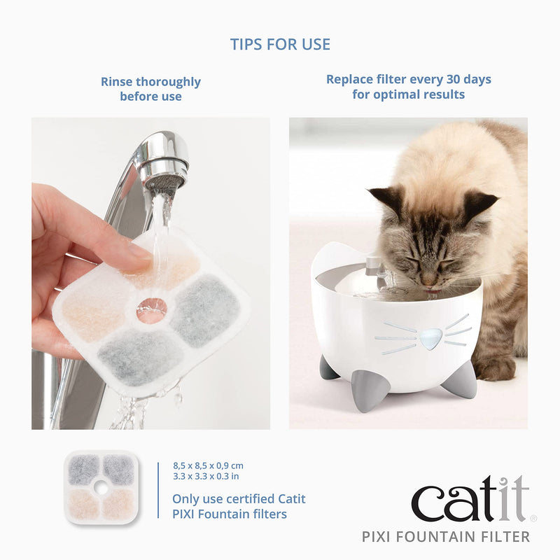 Catit PIXI Cat Drinking Fountain Filter, Replacement Triple Action Water Filter 3-Pack - BeesActive Australia