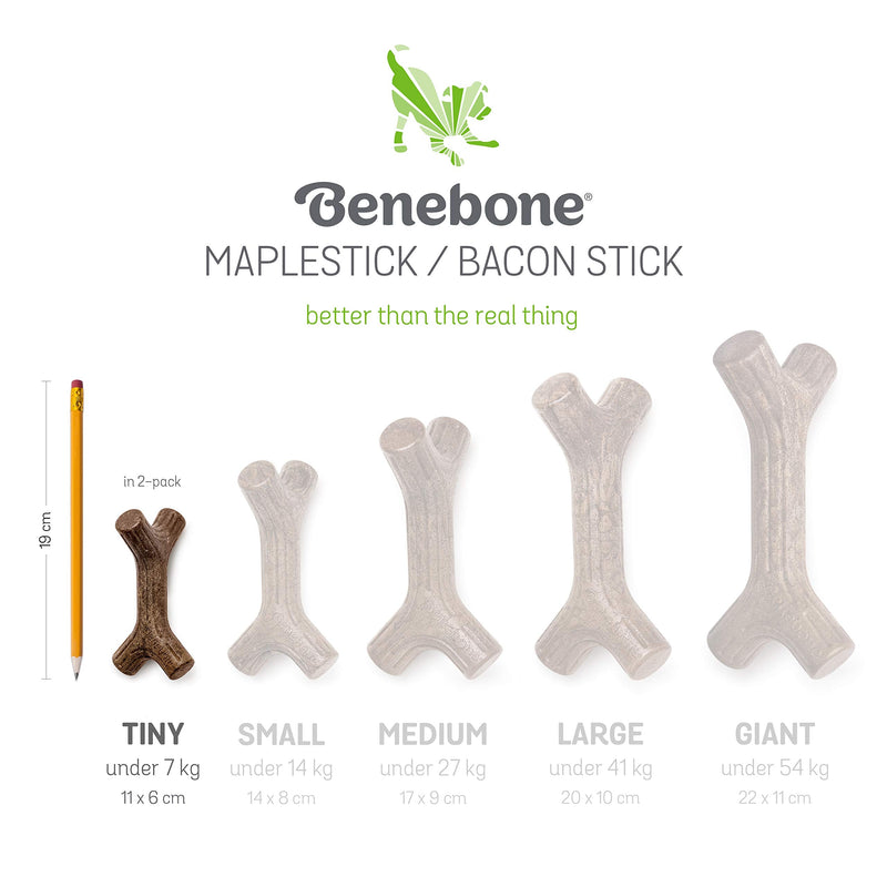 Benebone Tiny 2-Pack Durable Dog Chew Toys, Real Bacon, Real Maplewood, Made in USA REAL Bacon/REAL Maple Wood Extra Small - BeesActive Australia