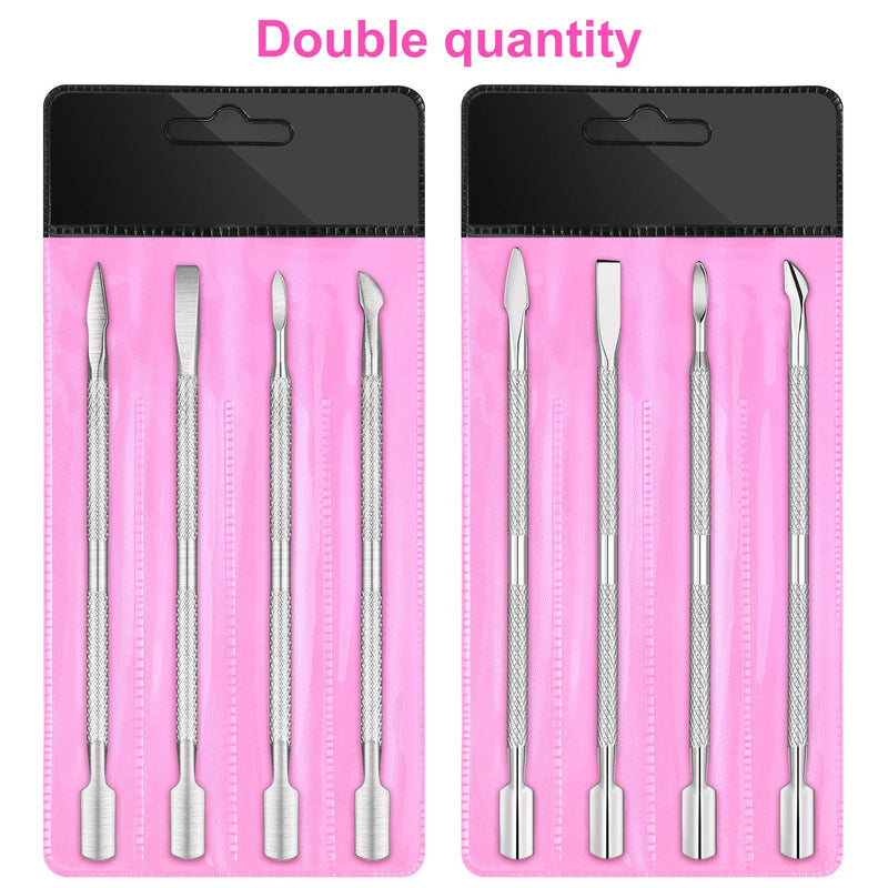 8 Pieces Cuticle Pusher and Cutter Set, Stainless Steel Cuticle Nipper Cutters Non-Slip Cuticle Removal Nail Cleaning Tools for Professional Pedicure Manicure Supply - BeesActive Australia
