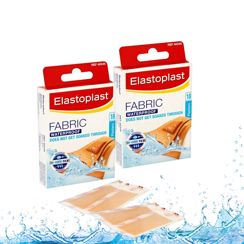 Elastoplast Double Pack of Waterproof Fabric Plaster Strips 2 x 18 Strip Bandage for First Aid 18 Count (Pack of 2) - BeesActive Australia