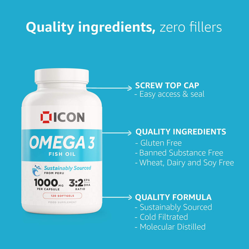High Strength Omega 3 Fish Oil Capsules - 4 Month Supply Omega 3 1000mg Capsules, Omega 3 High Strength Fish Oil Supplement - Omega3 Heart Health Supplement, Fish Oil Omega 3 Capsule, Omega-3 Softgels - BeesActive Australia