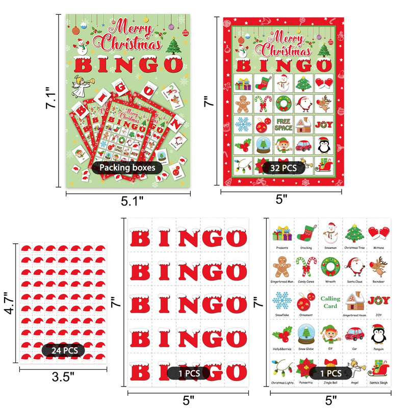 [AUSTRALIA] - Christmas Bingo Game Xmas Holiday Winter Party Supplies Favors (for 32 Players at Most) 