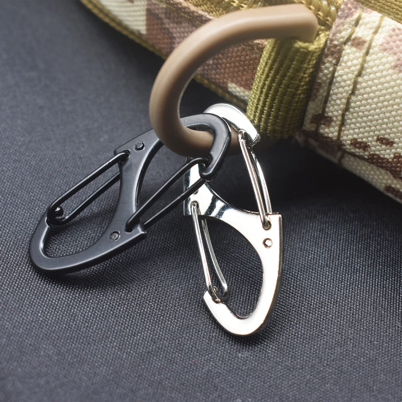 Floyutin 1.56 inch Small Carabiner Clips Double Ended Snap Hooks Quick Buckles 18 Packs Black Silver 18packs Black - BeesActive Australia