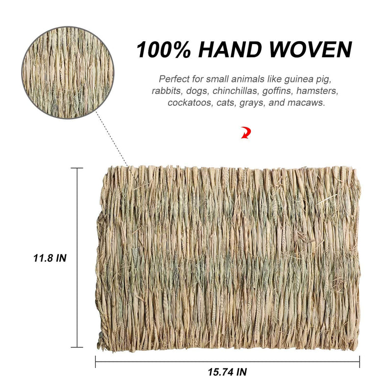 WUHOSTAM 4 Pack Grass Mat for Rabbits Natural Hay Woven Bed Mat for Sleeping, Chewing, Nesting, Play Toy Mats for Guinea Pig Parrot Rabbit Bunny Hamster Rat 11.8 x 15.7 Inche-Straw - BeesActive Australia