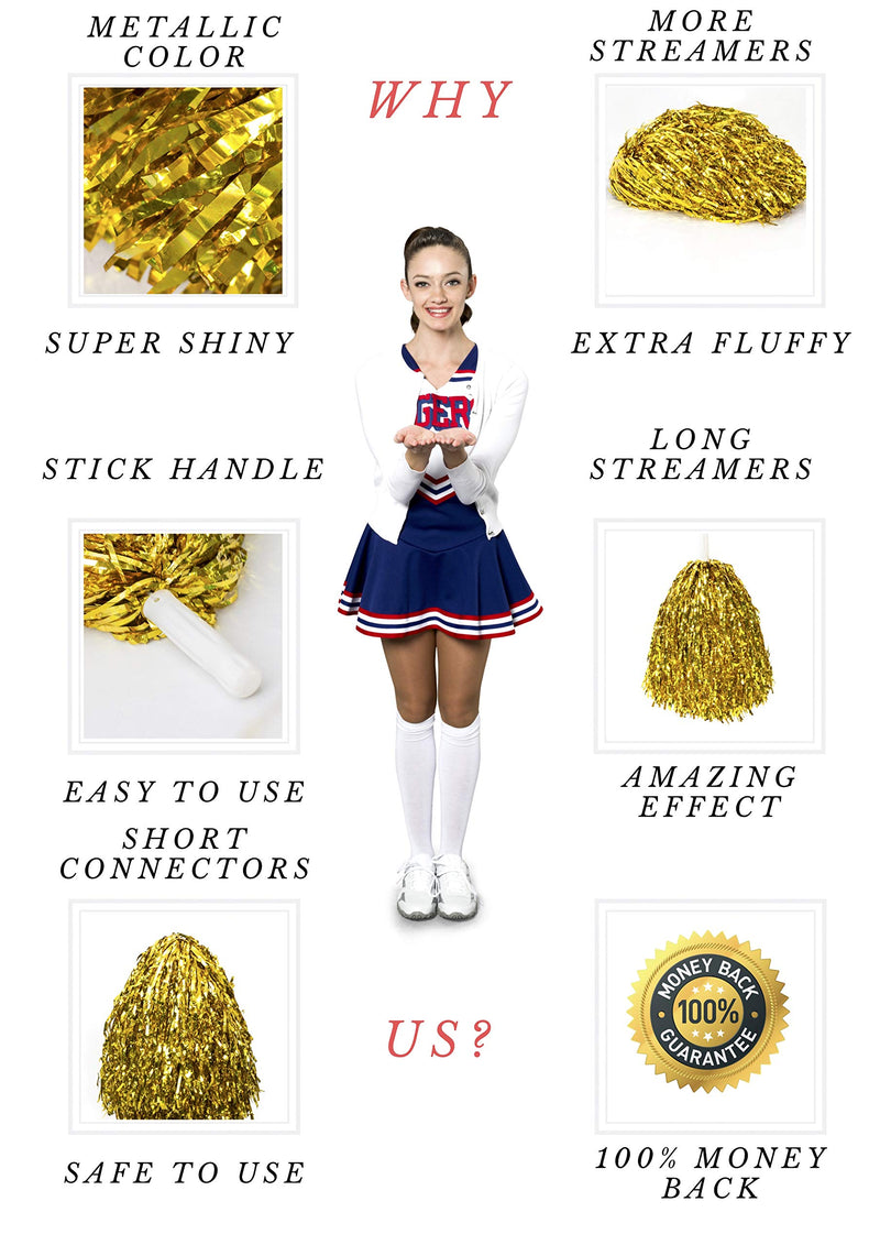 [AUSTRALIA] - Obsessed Group Chearleading Pom Poms for Kids and Adults Pack of 2 Fluffy Metallic Cheerleader Pom Poms for Fun and Team Spirit Blue 