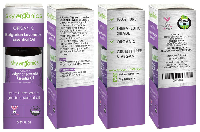 Organic Lavender Essential Oil by Sky Organics (10 ml.) 100% Pure Steam-distilled USDA Organic Lavender Essential Oil Natural Lavender Oil for Aromatherapy Diffuser Massage Candles and DIY Organic Lavender Oil 0.33 Fl Oz (Pack of 1) - BeesActive Australia