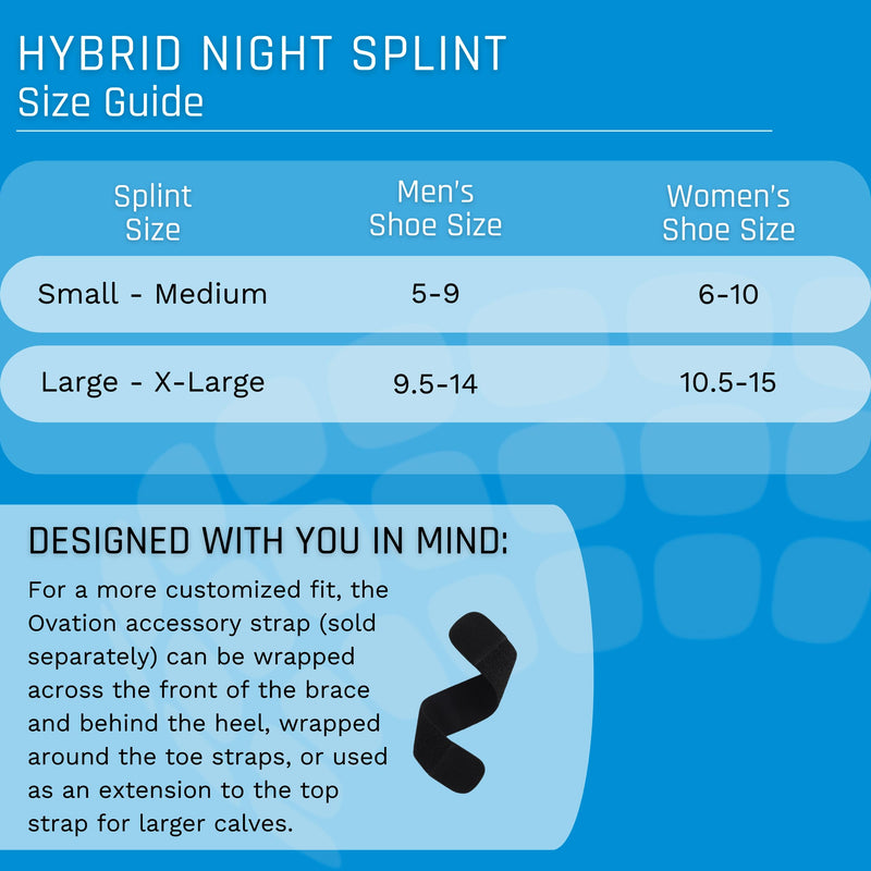 Ovation Medical Hybrid Night Splint - Comfortable and Supportive Plantar Fasciitis Night Splint - Premium Nighttime Foot Brace for Heel Pain - Combination Posterior and Dorsal Night Splint (Small-Medium) Small - Medium - BeesActive Australia