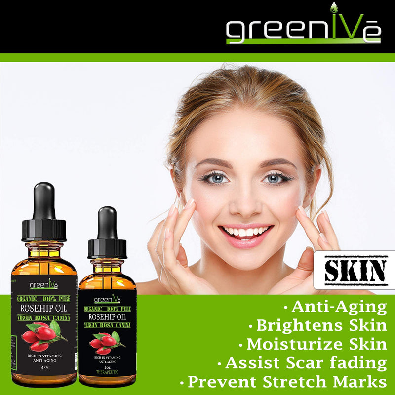 GreenIVe Rosehip Oil Rosa Canina 100% Pure Cold Pressed Virgin Oil Exclusively on Amazon (8 Fl Oz) 8 Fl Oz - BeesActive Australia