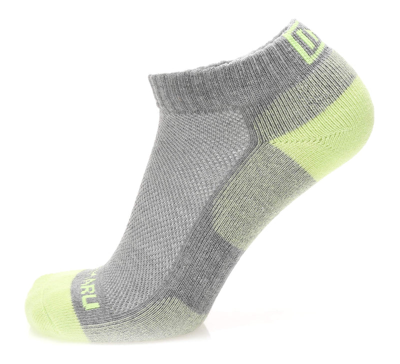 MIRMARU High Performance 6 Pairs Low Cut Athletic Running Cushion Sports Socks for Men & Women 7-10 H, 2x Grey Lime, 2x Grey Orange, 2x Grey Aqua - BeesActive Australia