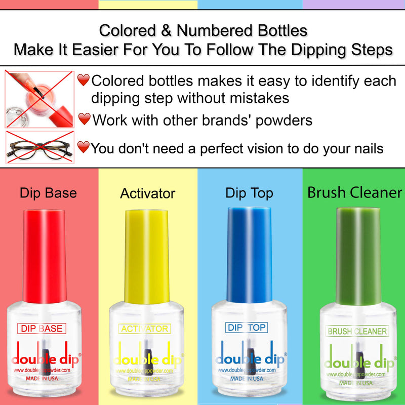 Dip Powder Nail Essential Set|USA MADE |Top Coat| Base Coat| Activator|Brush Cleaner for Nail Art 13pcs 15 ML/ 0.5 fl oz, Without UV Lamp Cure Nail Natural Dry Nail Art (Essential Dip Liquid Set) Essential Dip Liquid Set - BeesActive Australia