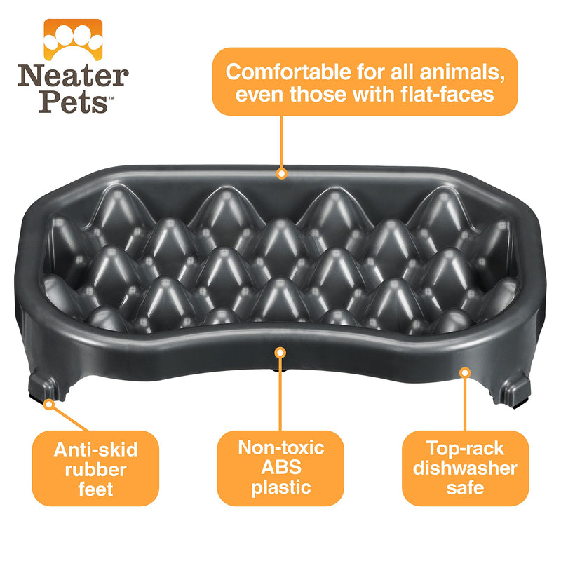 Neater Pet Brands - Neater Slow Feeder - Fun, Healthy, Stress Free Dog Bowl Helps Stop Bloat Prevents Obesity Improves Digestion (2.5 Cup, 6 Cup, Double Diner/w Water Bowl) Gunmetal 2.5 Cup Food - BeesActive Australia