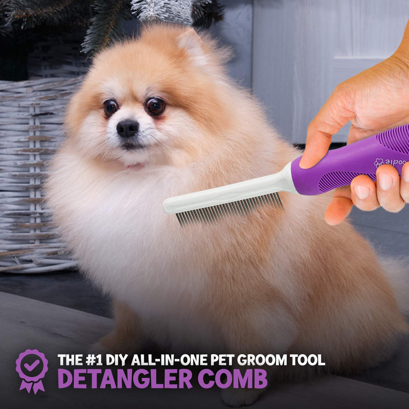 Detangling Pet Comb with Long & Short Stainless Steel Teeth for Removing Matted Fur, Knots & Tangles (Grooming Comb) and Dog Grooming Rake - Dematting Tool with Stainless Steel Shedding Comb Bundle - BeesActive Australia