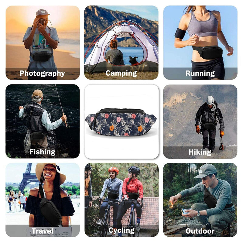 Leaves Fanny Pack For Men Women,With Adjustable Zipper Lightweight Strap Waist Pack For Casual Running Hiking Leaves - BeesActive Australia