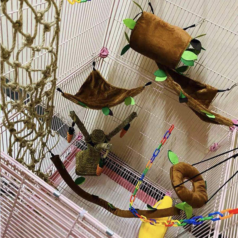 Hamiledyi Hamster Hammock Small Animals Hanging Warm Bed House Organic Natural Apple Wood Chewing Stick Rat Cage Nest Accessories Toy Hanging Tunnel and Swing for Sugar Glider Squirrel - BeesActive Australia