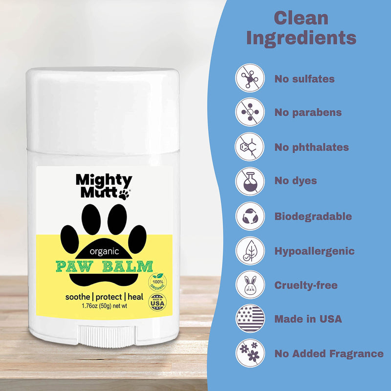 Mighty Mutt Dog Paw Balm | Organic, Natural and Healing | Lick Safe | Soothing Paw Pad Moisturizer | Dog Nose Balm and Paw Soother | 1.76 oz - BeesActive Australia